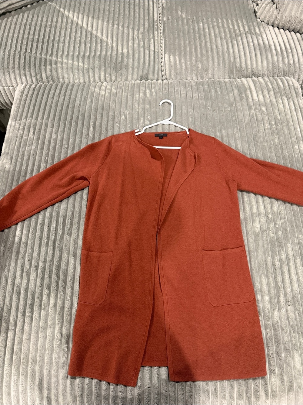 J. Crew Open-Front Rust Orange Longline Cardigan